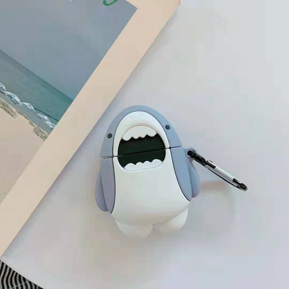 Для AirPods чехол 3D милый мультфильм рот чехол с акулой для Airpods 2/i10/i11 TWS Защитная крышка с крючок карабина