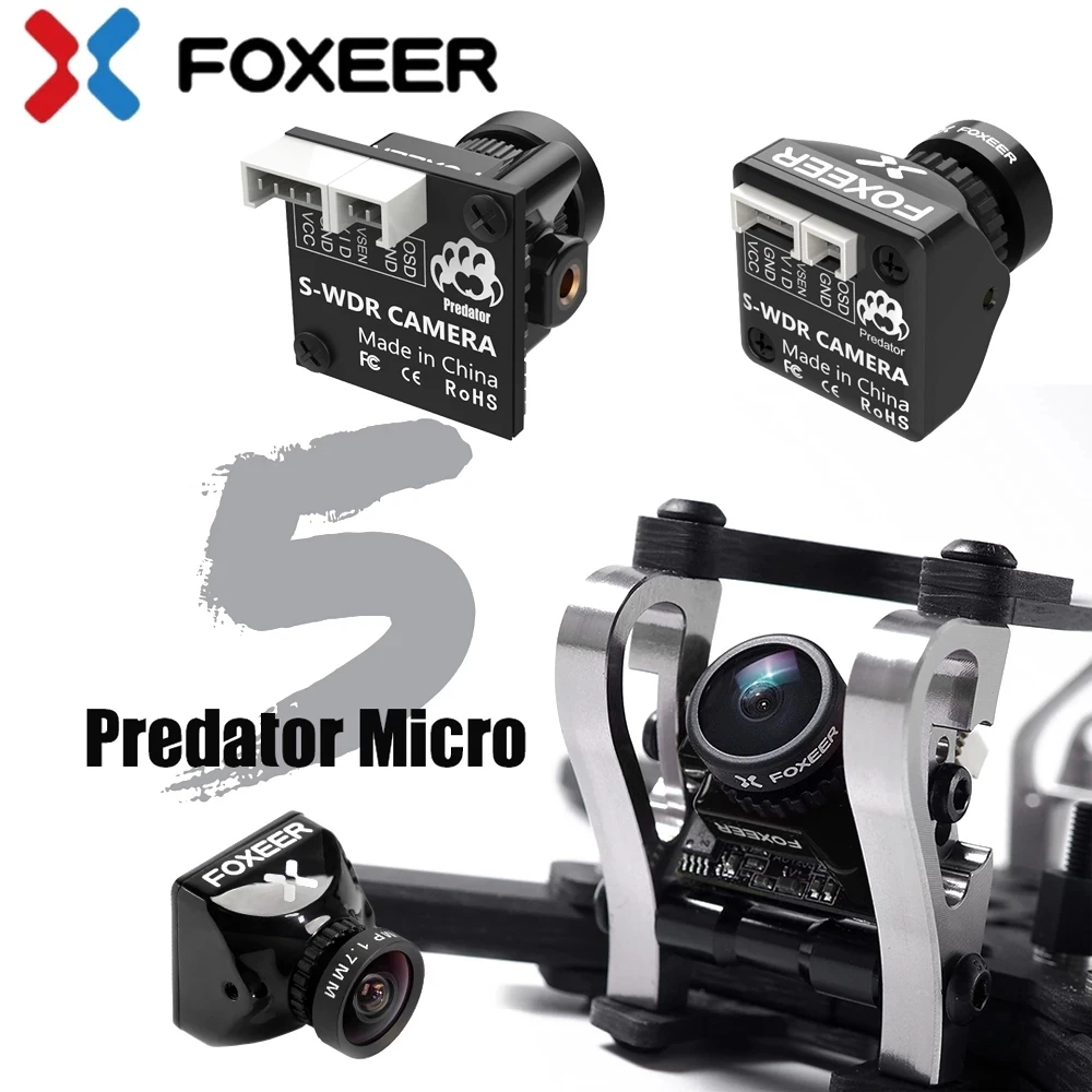 Foxeer Predator V5 Micro M8 Fotocamera 16:9/4:3 Pal/Ntsc Obiettivo Commutabile Da 1.7Mm 4Ms Latency Super Wdr Fpv Camera Per Fpv Rc Drone