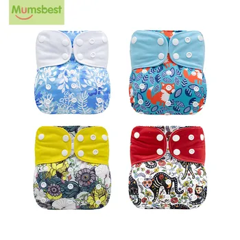 

New 4Pcs Washable Cloth Diapers Adjustable Reusable Comfortable Softe Skin-friendly Version Print nappies set Convenient Durable