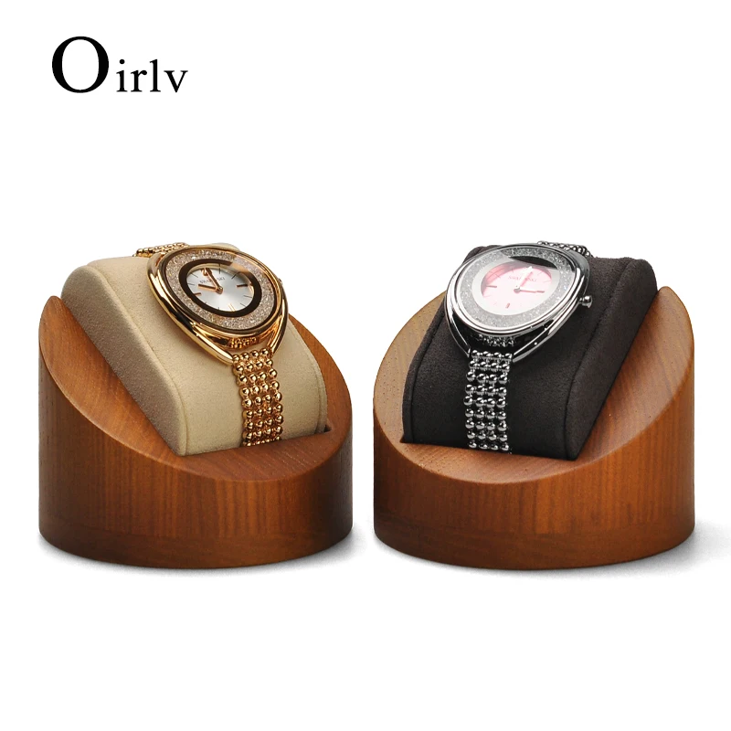Oirlv Wooden Watch Display Stand with Microfiber Jewelry Display Rack Bracelet Bangle Storage Box Flip Box Jewelry watch storage box