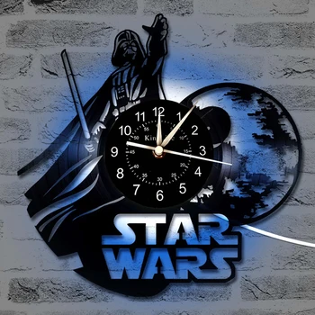 

Vinyl Record Wall Clock 12-Inch LED Clock|Home Decor Ideal Gifts for Star Wars Fans | Hanging Night Lamp 7 Color Luminous Clock.