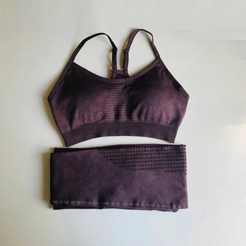 02 2PCS Set 2 шт. Набор для йоги для женщин тренировки Wlothes Weamless леггинсы набор спортивных женщин Ftness спортивная одежда набор для тренажерного зала - Цвет: 02 2PCS Set