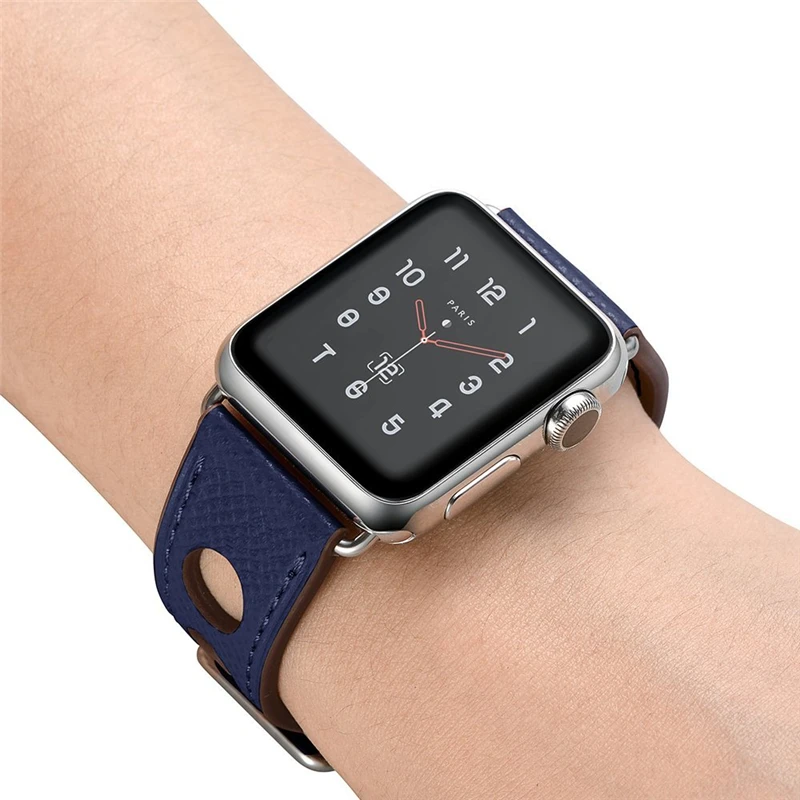 Ремешок для часов из натуральной кожи с логотипом Herm для Apple Watch Series 5 4 3 2 1 44 мм 40 мм 42 мм 38 мм Замена для iWatch браслет
