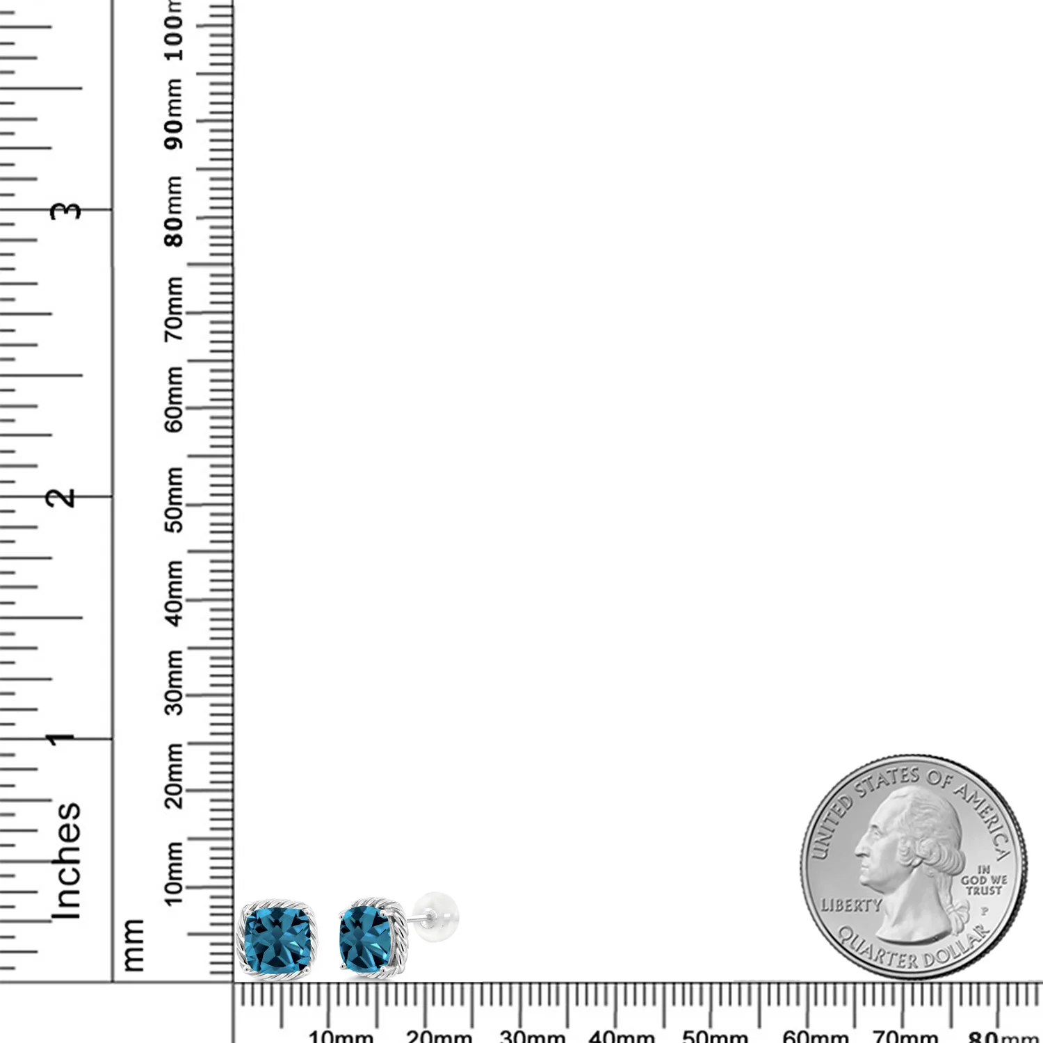 GemStoneKing 3.7Ct 10 к белое золото Лондон Голубой топаз серьги гвоздики для женщин Подушка с изображением драгоценного камня огранки 7 мм обручальные ювелирные изделия