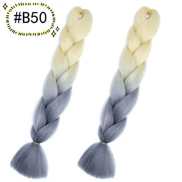 Jumbo Braiding Hair Extensions Kanekalon Braiding Hair 24 Inch Ombre Multiple Tone Colored Synthetic Hair for Women B50