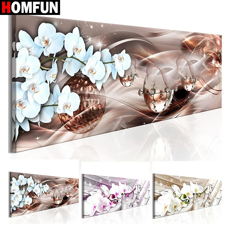 Алмазная 5D Вышивка HOMFUN цветы орхидеи картина с полными квадратными/круглыми
