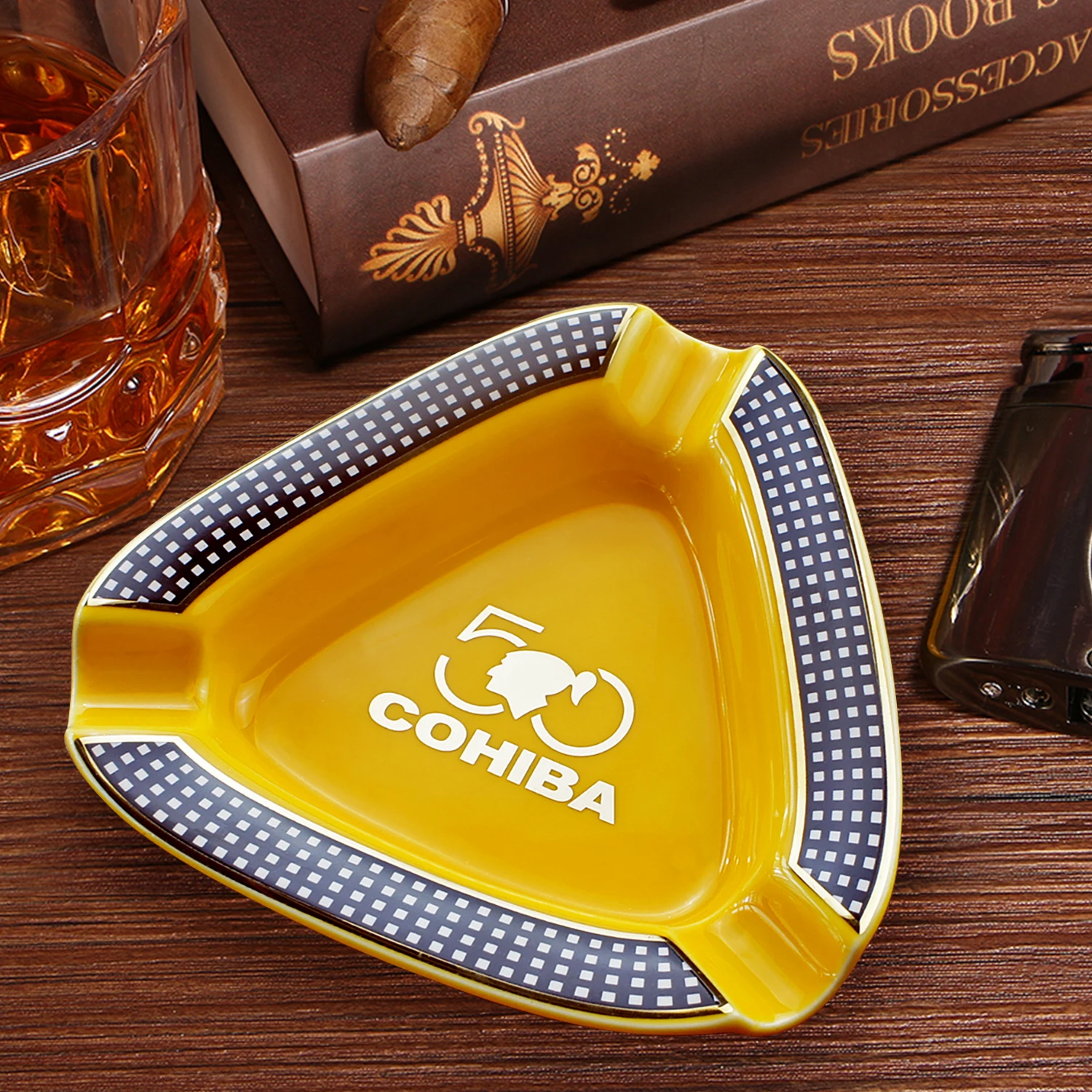Cigar Gadgets Home Cigar Ashtray Portable Ceramic 3 Cigars Ash Tray