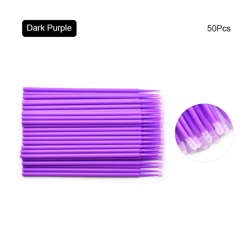 Dark Purple Красочные одноразовые микрощетки ресницы человека Расширение Удаление ресниц тампон микро щетка для наращивания ресниц инструменты MZS1015 - Handle Color: Dark Purple