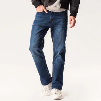 

Jeans men elastic waist plus size full length denim pants very big size 28 to 48