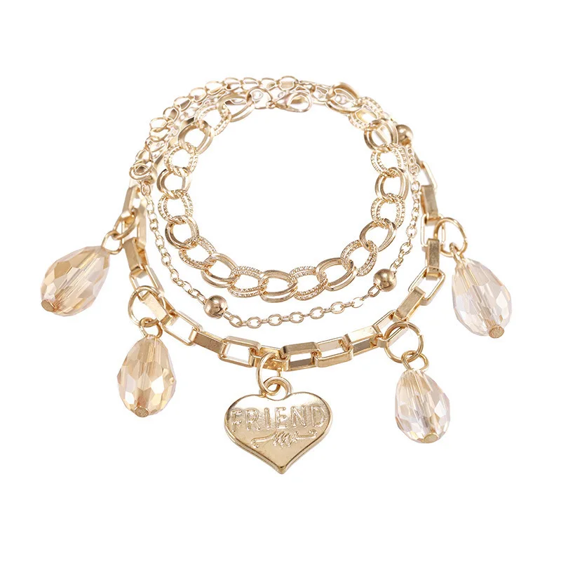 Соединенные Штаты крест-границы ювелирные изделия мода многослойный сплав браслет личности Джокер буквы любовь браслет с хрустальной подвеской