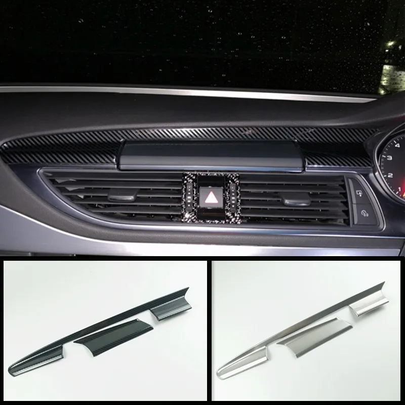 Car Console Dashboard Navigation Decorative Frame Cover Trim For Audi A6 C7 A7 RHD Interior Accessories Carbon Fiber Stickers