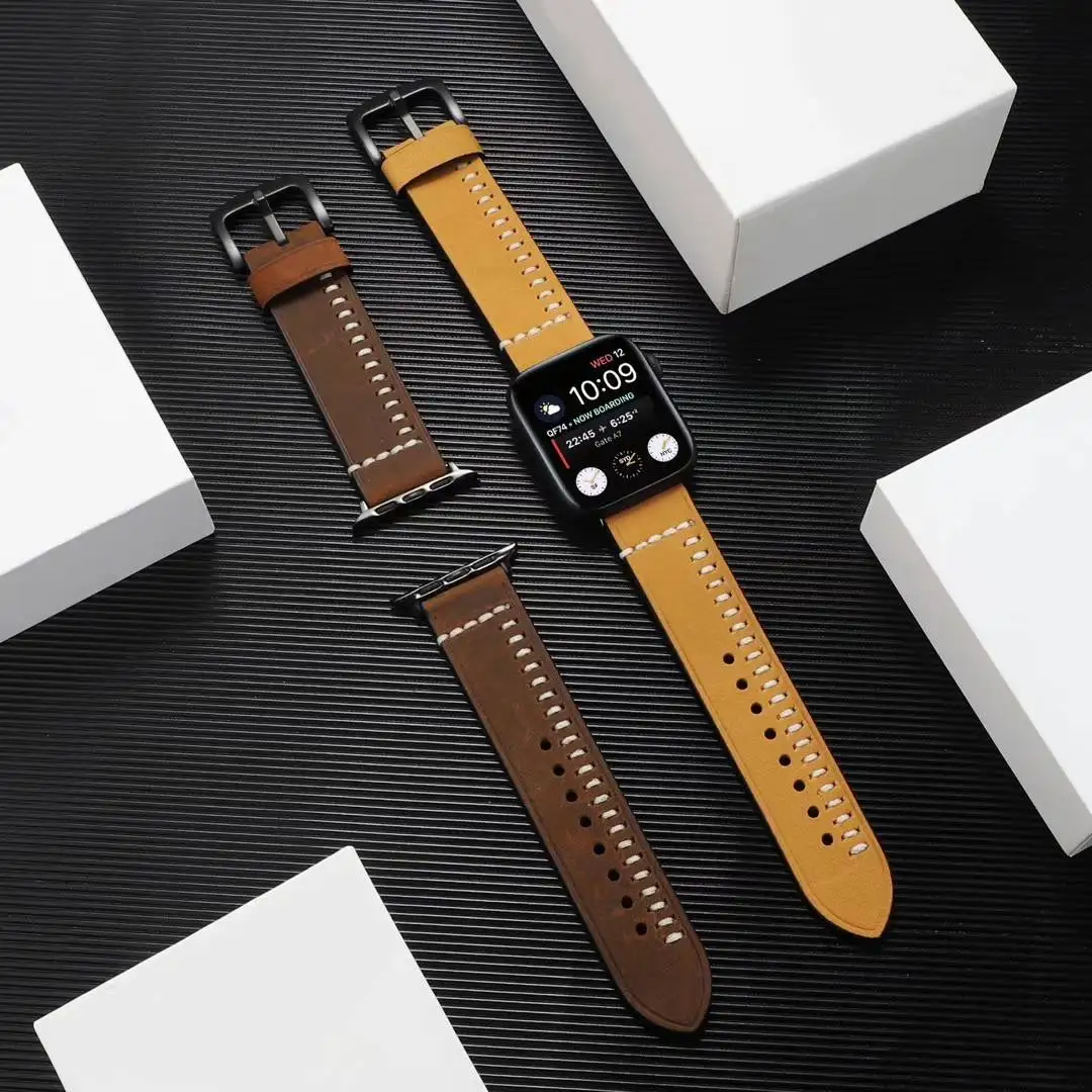 Натуральная кожа ремешок для наручных часов Apple watch, версии 5/4 44 мм 40 мм, ремешок для наручных часов iWatch серии 3/2/1 38 мм 40 мм аксессуары для смарт-браслета