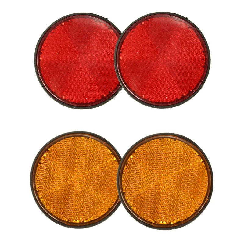 2Pcs Round Red Reflector Universal for Motorcycle ATV 5.6x0.8cm & 2 x 2Inch Round Orange