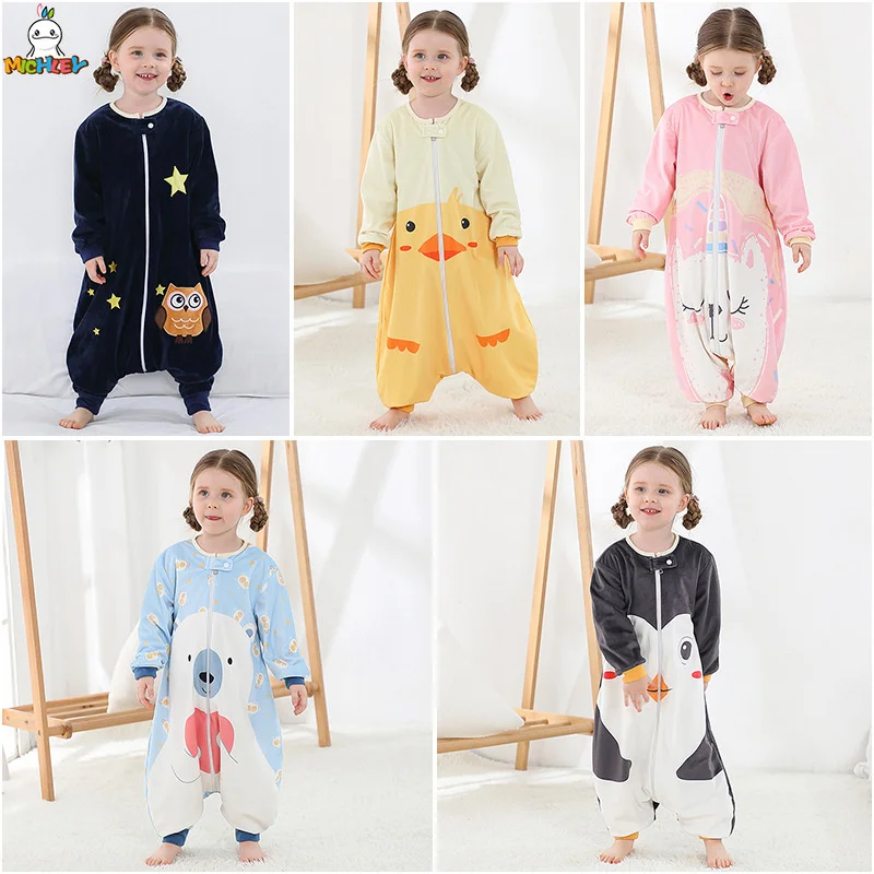 Sleeping Bag Jumpsuits New Children Cartoon Clothes Spring Autumn Flannel Sleepwear Baby Girl Pajamas Boys Sleep Bag 1-6Y