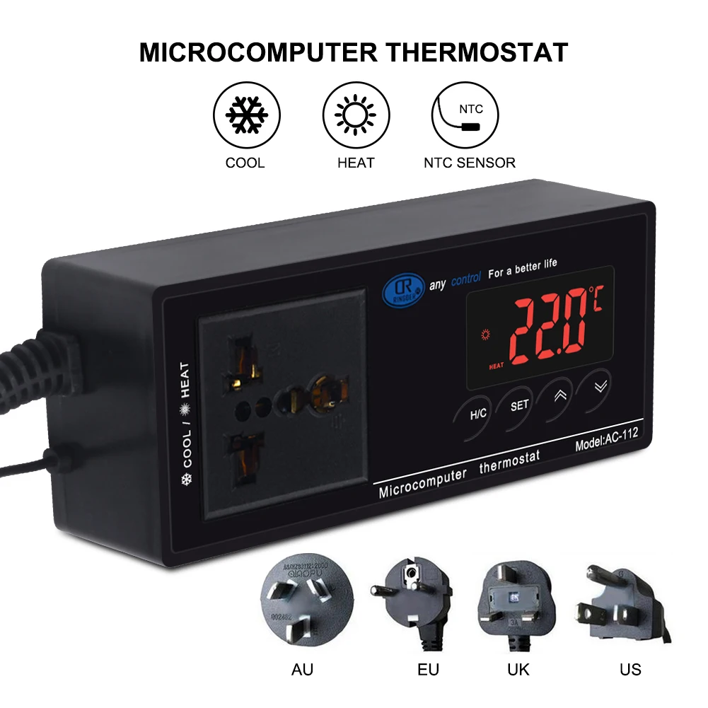 Цифровой Интеллектуальный штепсельный термостат универсальная розетка EU/AU/US регулятор температуры аквариума теплицы ПЭТ