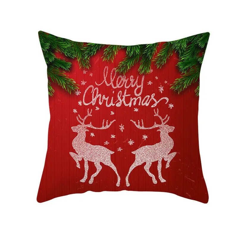 18x18 Рождественская Подушка с изображением оленя, красный плед, чехол, подарок для дома, стильный декор, милая подушка для путешествий - Цвет: Многоцветный