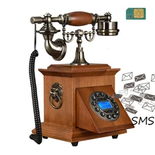 Telefon bezprzewodowy GSM karta SIM naprawiono bezprzewodowy telefon stacjonarny antyczny naprawiono retro telefon home office hotel drewno metal dla starszego dzwoniącego