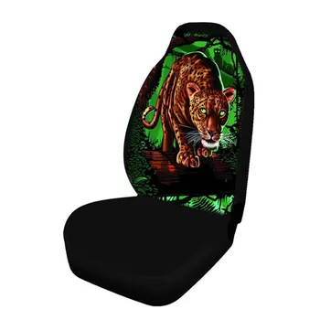 

Car Front Seat Cover Four seasons Seat cushion Cloth printing pattern lion tiger leopard wolf 2 pc full cover on Seat Universal