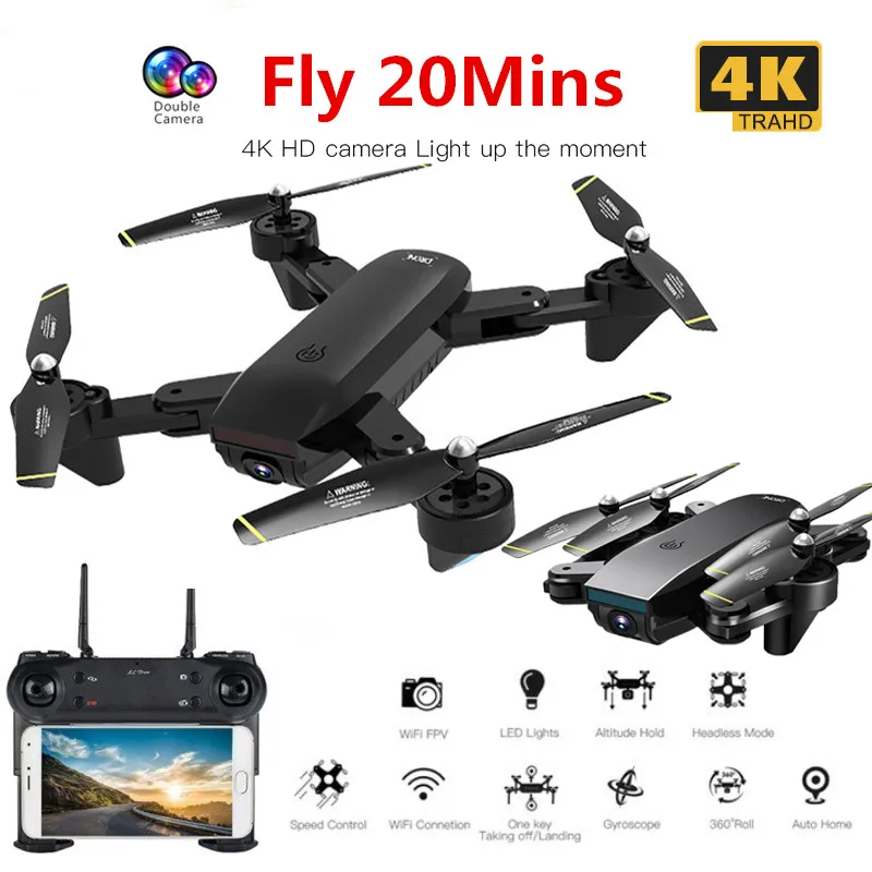 

Professional Foldable Drone with 4K / 1080P / 720P Double Camera WiFi FPV Wide Angle Optical Flow RC Quadcopter Helicopter