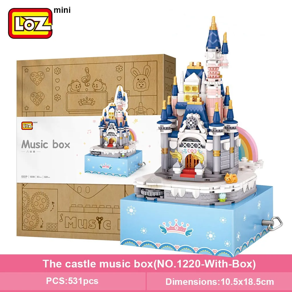 LOZ Mini Building Princess Castle Eight Music Box Rotating Music Box Small Grain Building Wood Toy Gift Model Puzzle Toy