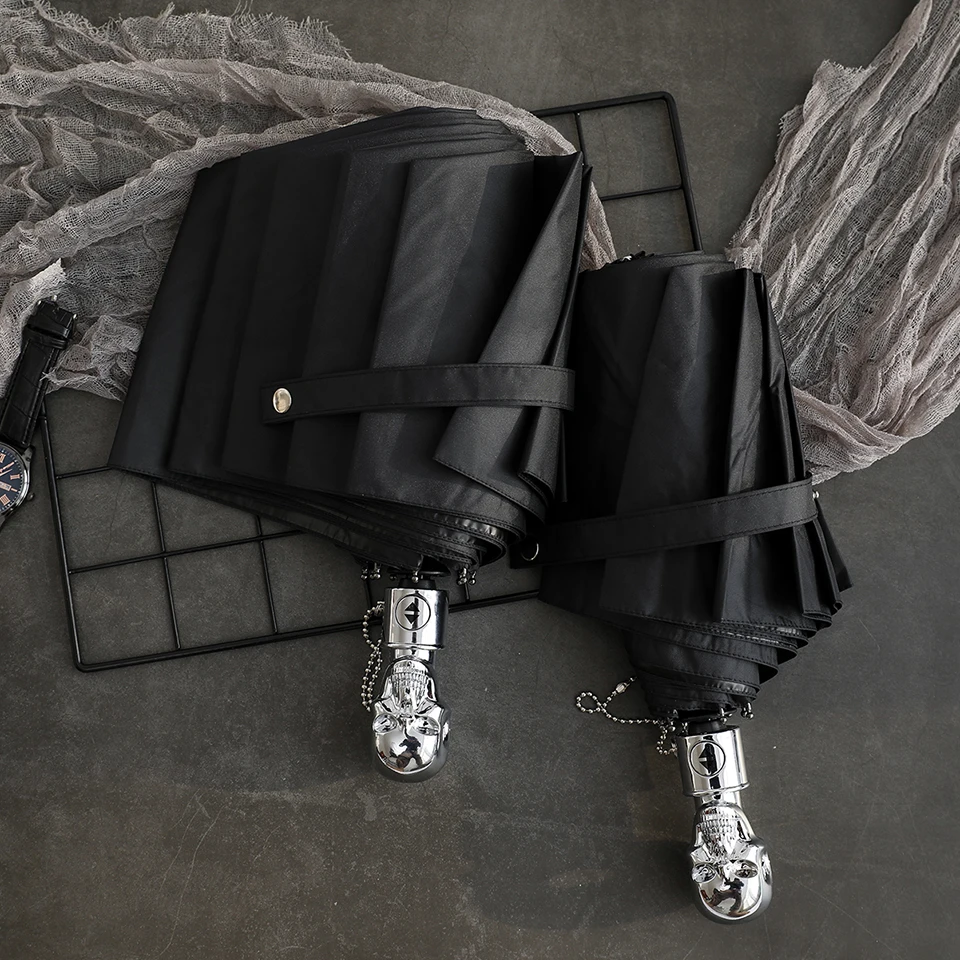 Creative Skull Automatic Umbrella Sun Large Double Folding Umbrella Rain Woman Men's Business Rain Umbrellas Parapluie SY242