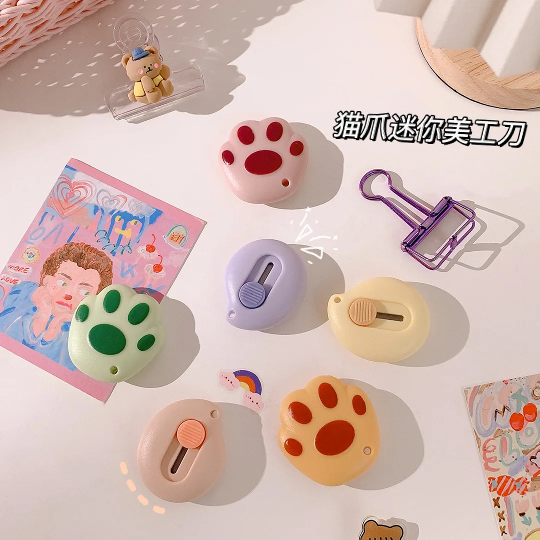 

Cute Cat Paw Small Fresh Utility Knife Express Box Knife Paper Cutter Craft Wrapping Refillable Blade Stationery School Office