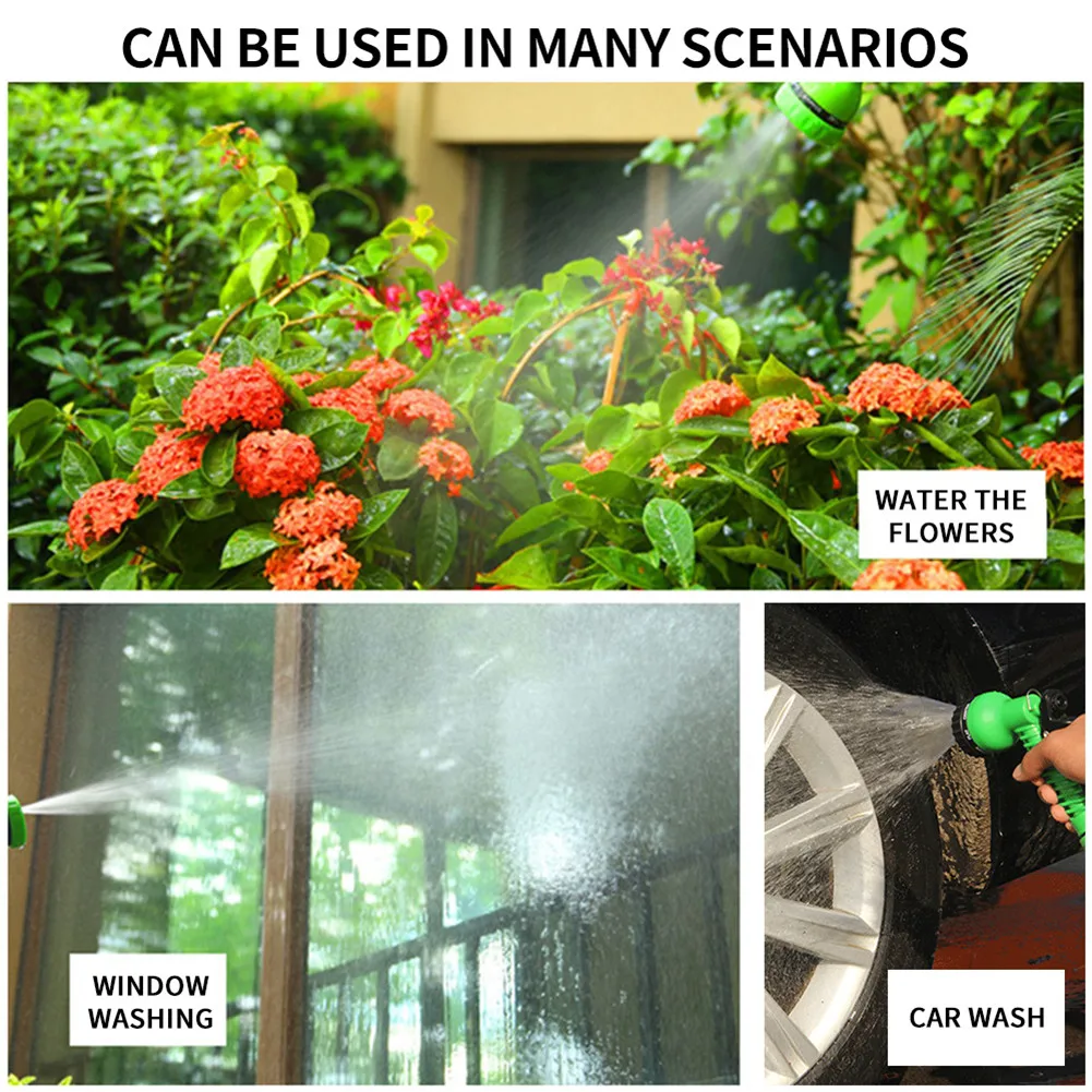 Расширяемый гибкий садовый шланг для автомойки автомобиля с 7 функциями сопла 50