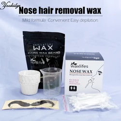 Portable Nose Hair Removal Wax Kit Hard Wax Beans Set Painless Mild Nose Depilation Epilator Nose Eyebrow Wax for Men Women