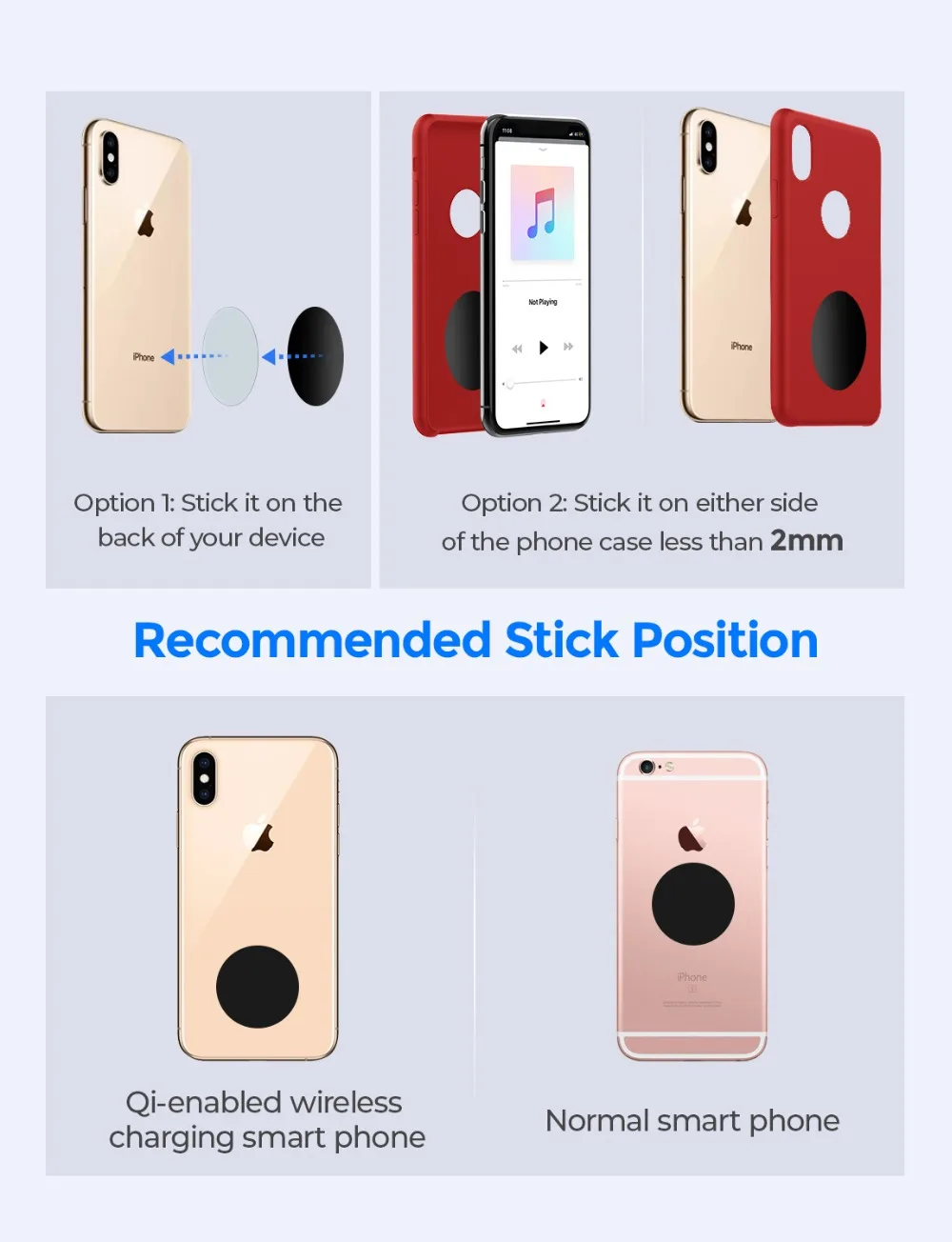 Mpow MCM18 Magnetic Car Phone Holder Universal Car Mount Holder Max Bearing Capacity 250g Phone Holder For iPhone X 876 Plus (7)