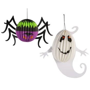 

4Pcs Halloween Lantern Pendants Fun Cute Paper Hanging Props for Home Bar Store Club