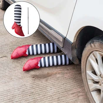 

Besegad Halloween Decorations 1PCS Scary Witch Striped Fake Leg with Telescopic Rod Prank Toys for Haunted House Halloween Props