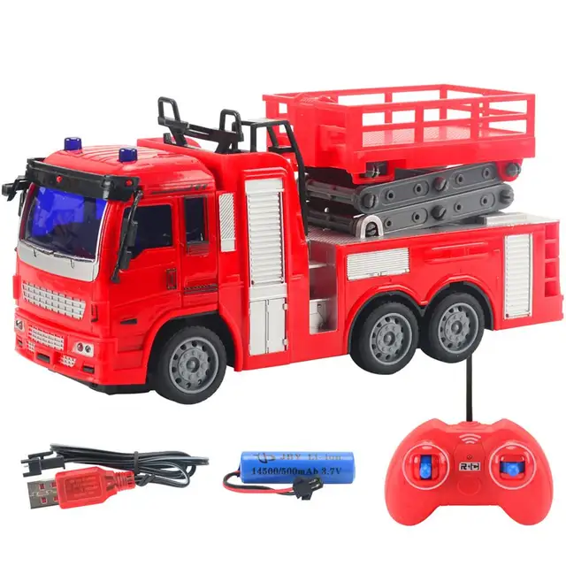 Remote Control Electric Spray Water Fireman Fire Truck Car Model Kids Toy Gift 6