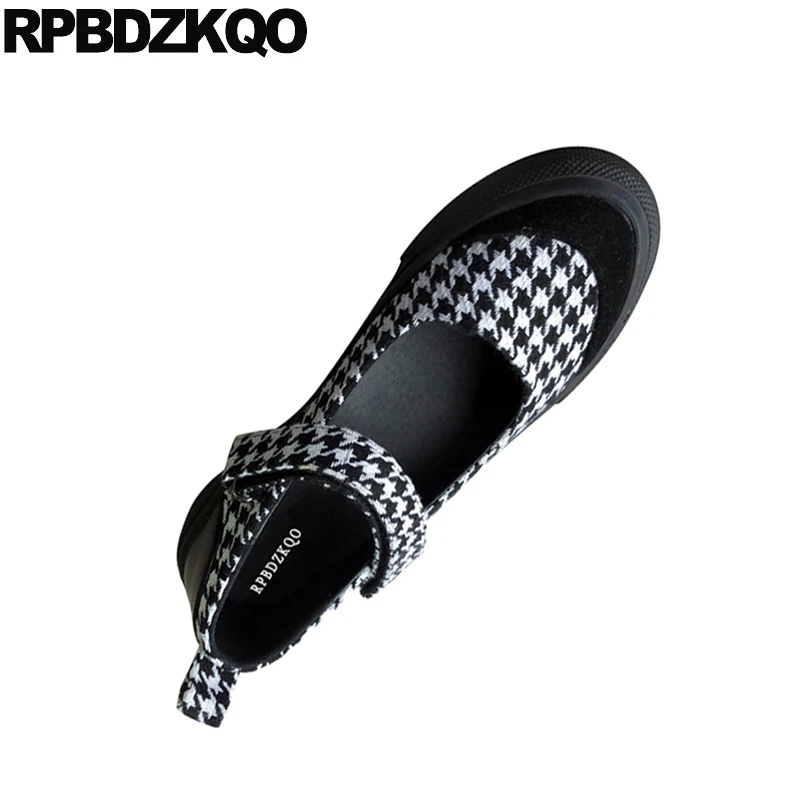 plaid mary jane flats suede ladies round toe breathable black china japanese factory direct designer shoes women luxury