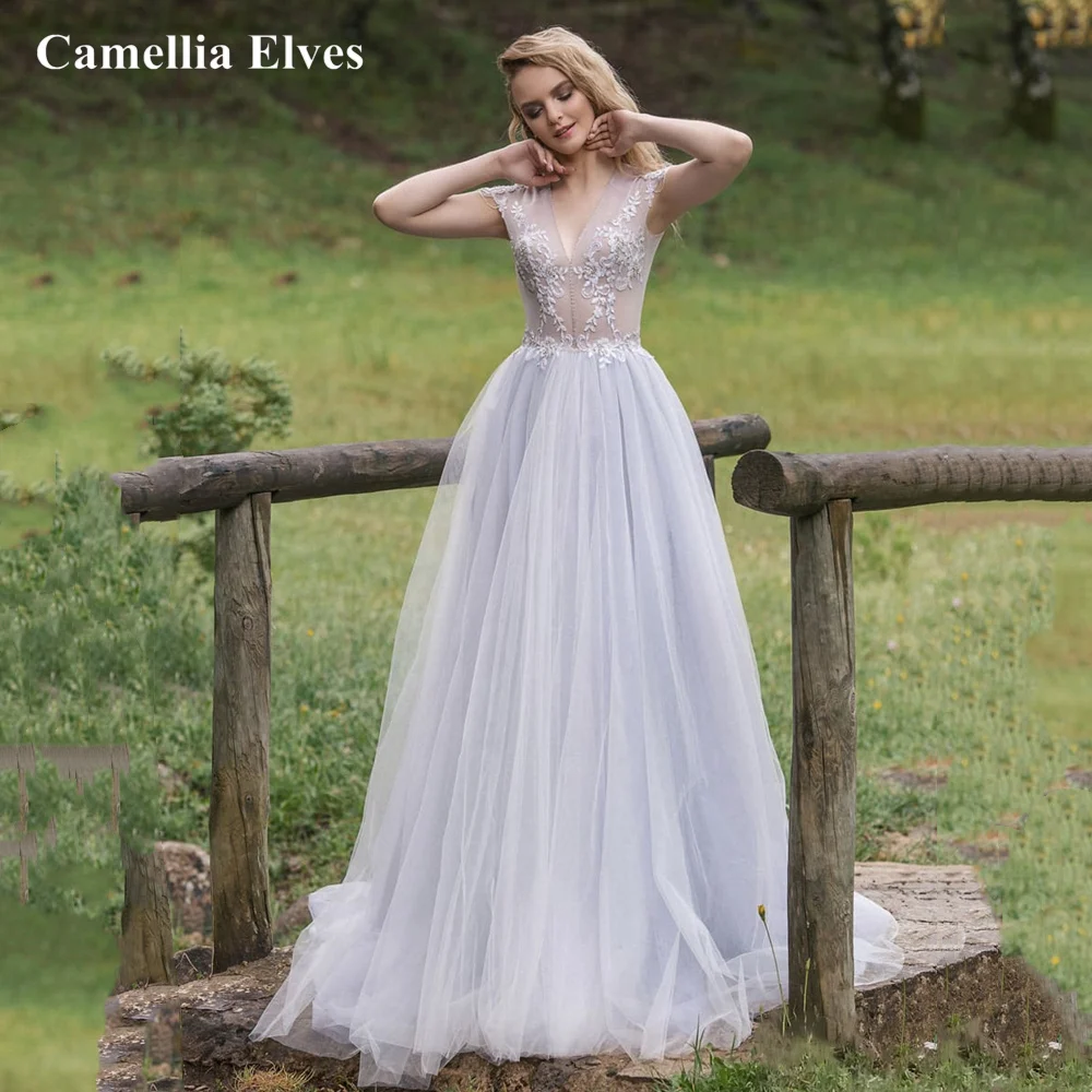 『Cheap!!!』- Sexy See Through Wedding Dress Tassel Cap Sleeve Bridal
Dress Backless A Line Lace Appliques Bride Gowns Robe De Mariee