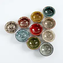 Павлин Красочные чашки чайный набор, чашки Коническая Шляпа чашка Temmoku глазури Yohen красочные трансмутации Глазурованный фарфор Чай кружка, керамическая кружка