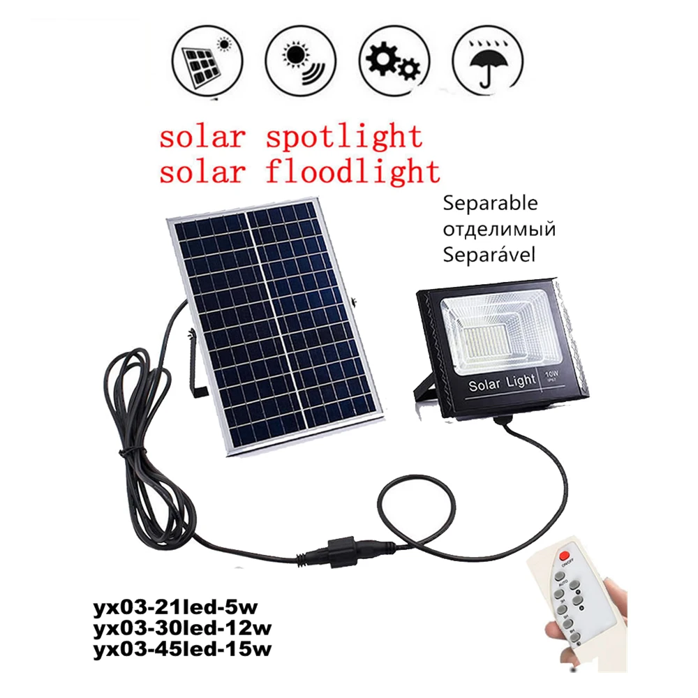 

Solar Powered Outdoor Security LED Light ip66 Waterproof & Heatproof Garden Wall Lighting Lamp remote timer split mount indoor h