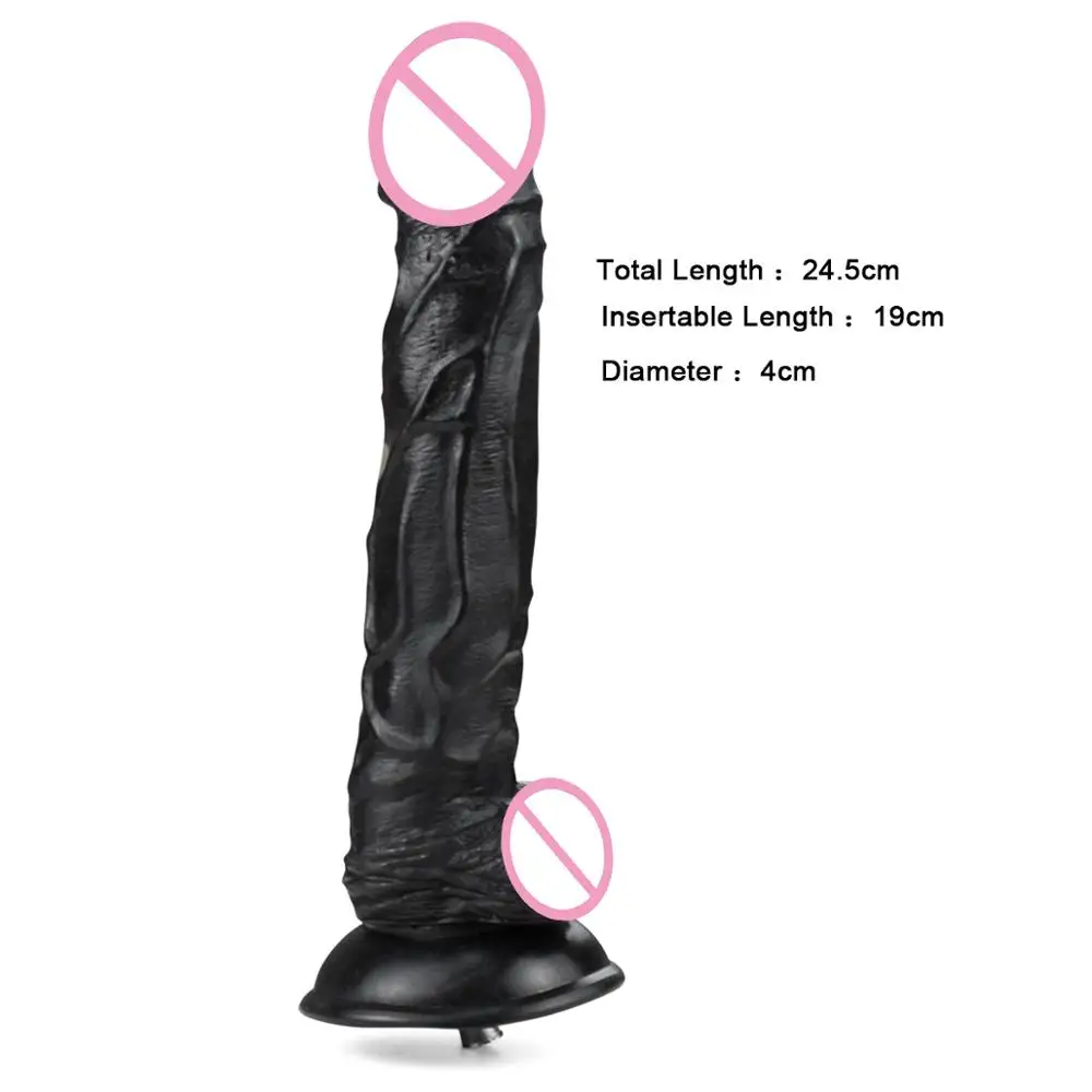 ANNGEOK Long Black Dildo Sex Toy for Couple Metal Pumping Sex Machine Realistic Men's Penis Love Machine Accessory AN-S6