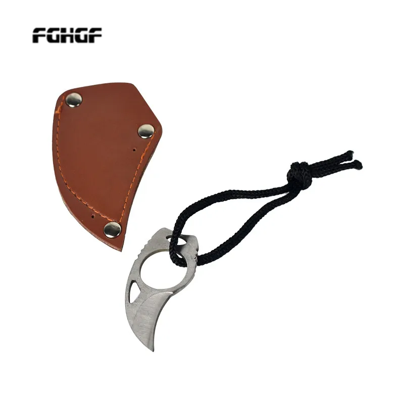 Portable Knife Outdoor Tool Survival Self defense Mini Claw Knife Leather Sheath Field Survival Defense personal Home knife