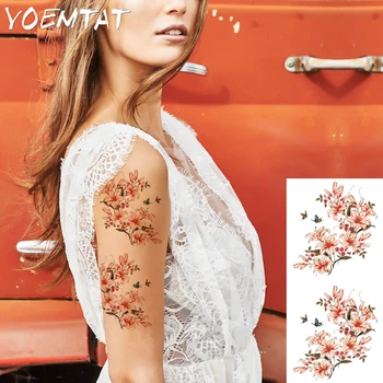

1 piece Indian Arabic Fake temporary flash henna tattoo stickers lily rose flowers arm shoulder leg tattoo waterproof women