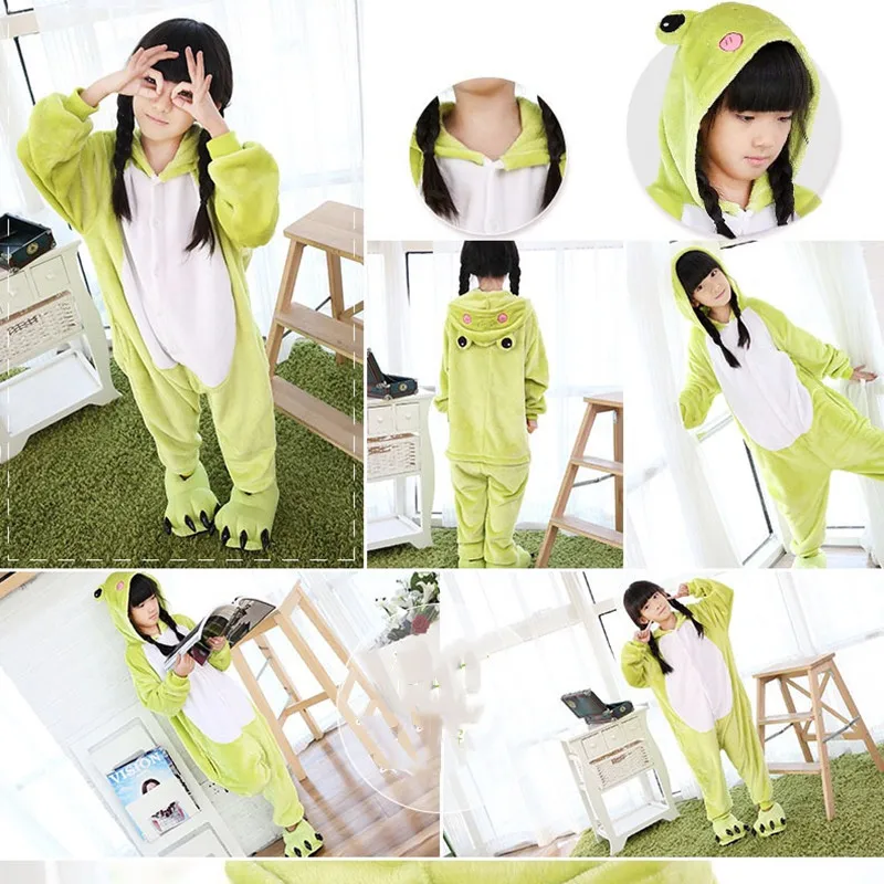 Children Kigurumi Costume Pyjama Pajamas frog dog Pyjamas For Baby Girls Boy Sleepwear Animal Anime Onesie Kids кигуруми для