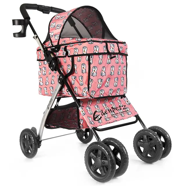 Pet Stroller Foldable Pets Cart Lightweight Outdoor Travel Gear For Cats Dogs Lucky Cat W