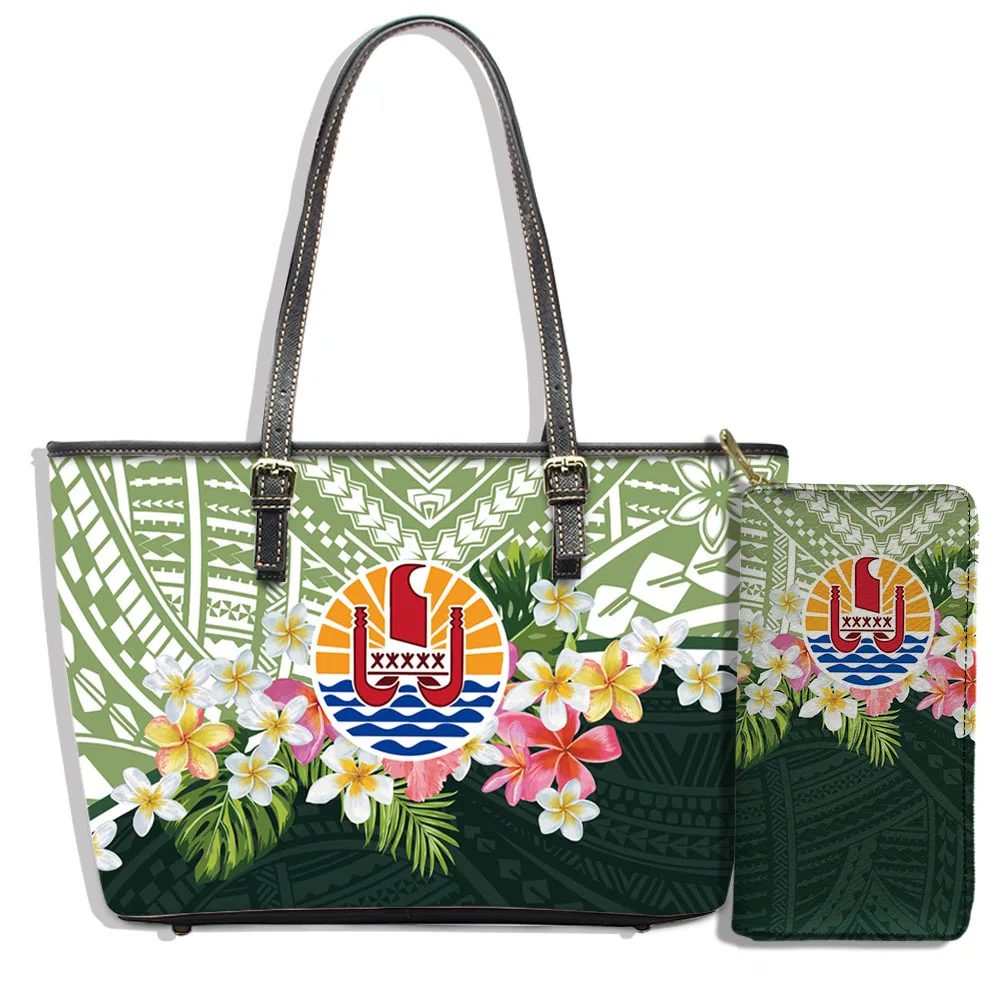 

ELVISWORDS Luxury Women Brand Handbags&Purses Set Lady Shoulder Bags Polynesian Printed Top-Handle Bag Custom Casual Tote Wallet