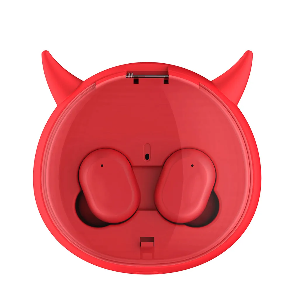 Красный 1000 мАч Bad Bunny Devil Charging Bin TWS наушники-вкладыши Bluetooth 4,2 Спортивная гарнитура с сенсорным управлением стерео наушники с кроликом - Цвет: Красный