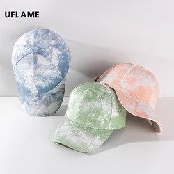UFLAME Trendy Tie-Dye Baseball Cap for Women Men Trend Lovers Colorful Snapback Hat Adjustable Hip Hop Caps Visor Graffiti Bone