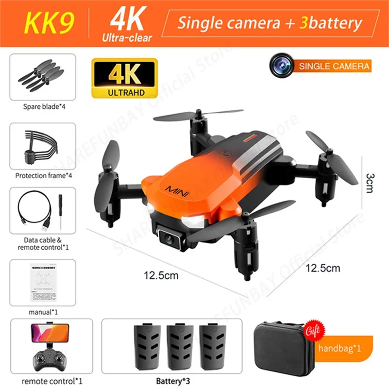 RC Helicopters modern New KK9 Mini Drone 4K Professional HD Dual Camera Rc Helicopter FPV Quadcopter Optical Avoidance Drone Foldable Toys For Boys align helicopters RC Helicopters