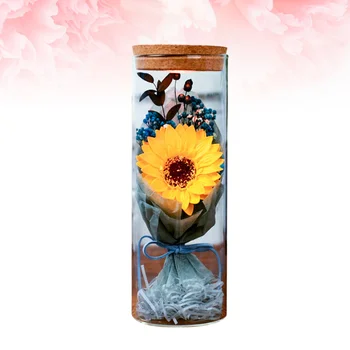 

Preserved Flower Bottle Luminous Soap Flowers Bottle Birthday Gift Flower Decor (Yellow Sunflower)