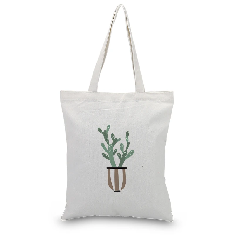 

Handbag Canvas Tote Bag Plant Series Custom Print Logo DIY Daily Use Shopping Bag Eco Ecologicas Reusable Recycle