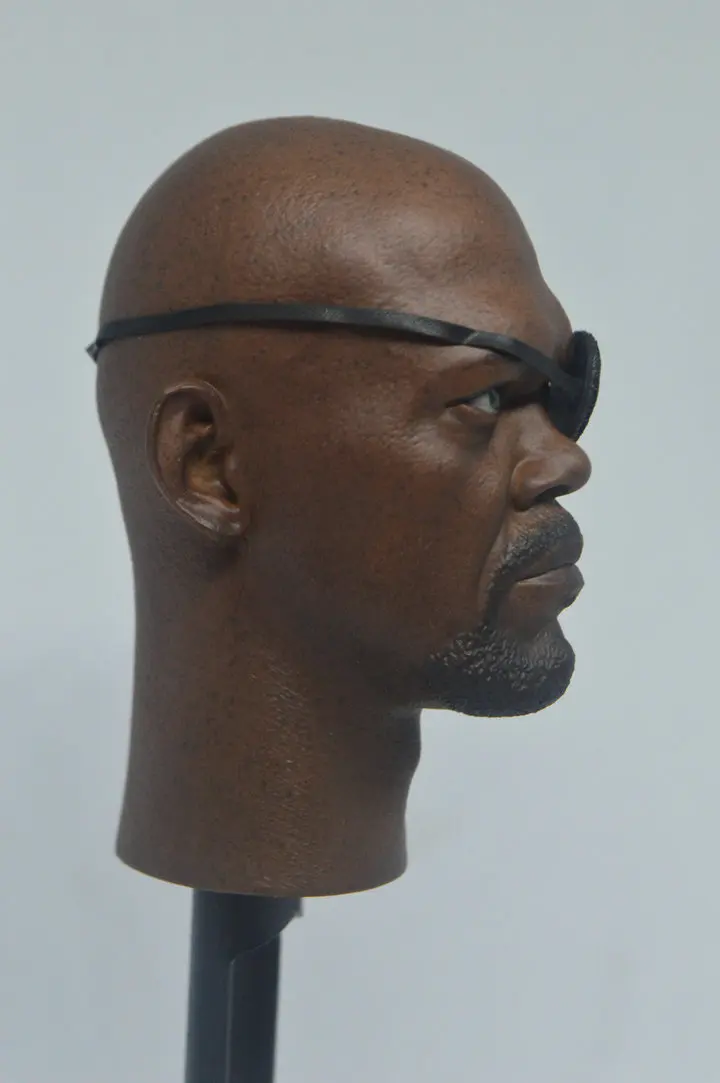 Custom 1/6 Scale Nick Fury 2.0 Head Sculpt With Eye Mask For HotToys Body 