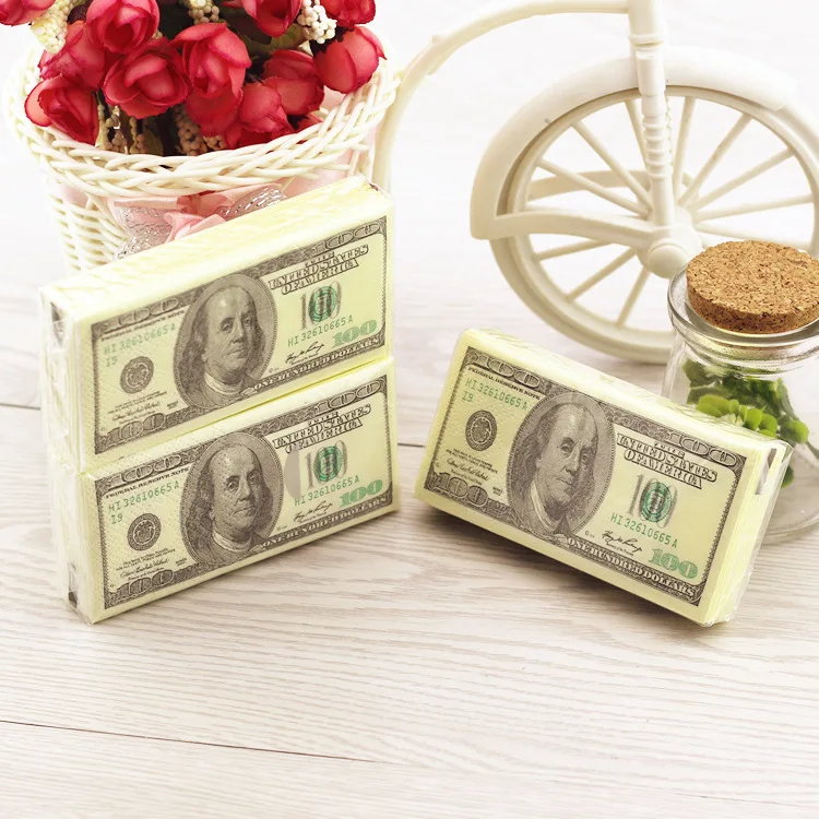 

Novelty Dollar Bill Towel 100 Dollars Napkin Tissue Napkins Tissues Funny Toilet Paper - $100 Bills Creative Tricks Comfort