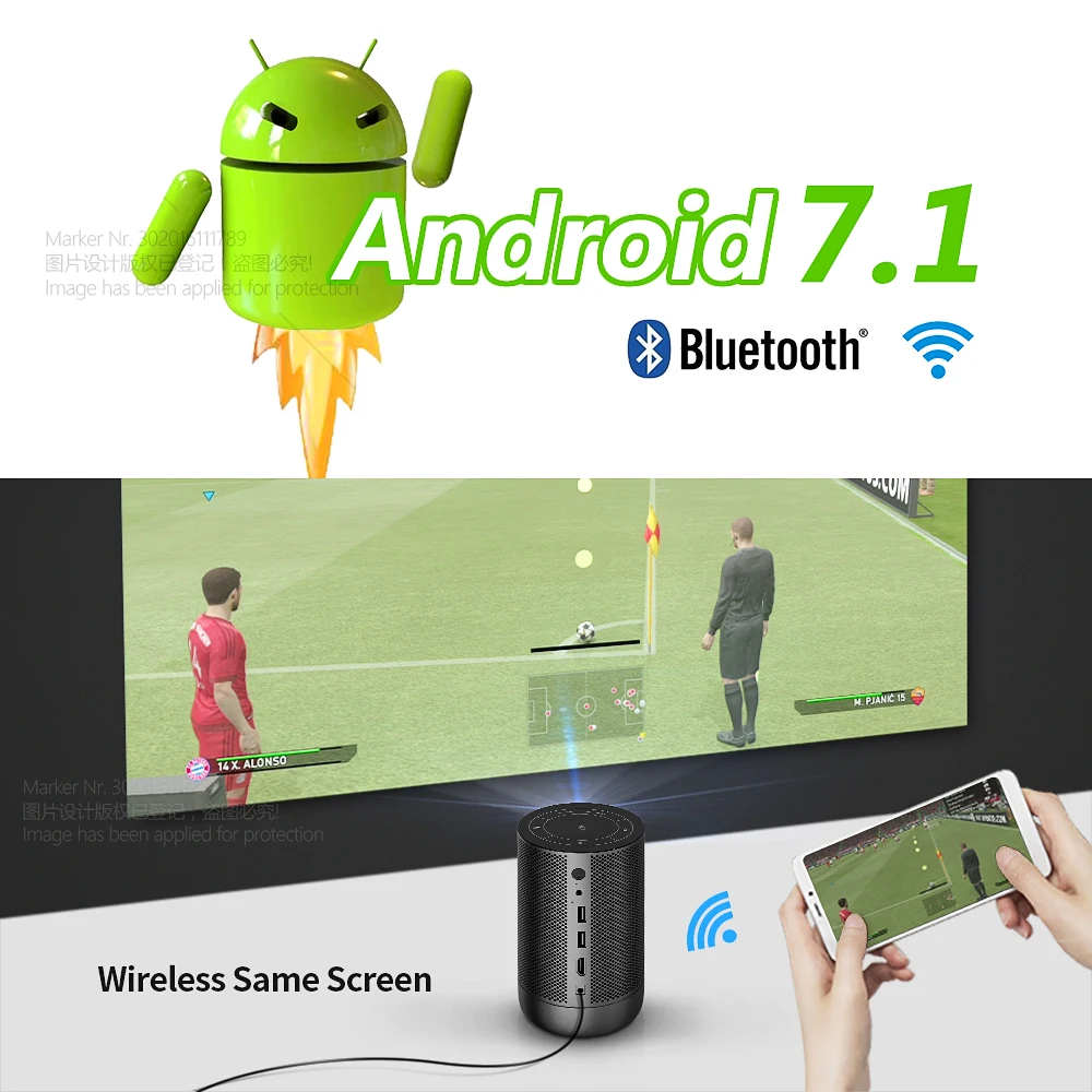 AUN DLP проектор 1080p Full HD Родной Разрешение Android 7 1 5G WI FI 8000 мА/ч Батарея 3D мини 4k